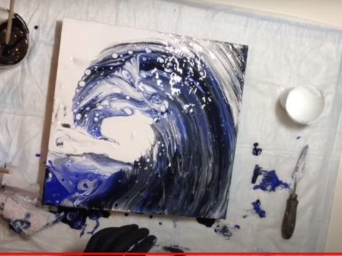 цунами урок рисования акрилом